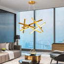 Modern gold intersecting rectangular decorbites led chandelier living room