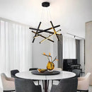Modern gold intersecting rectangular decorbites led chandelier living room