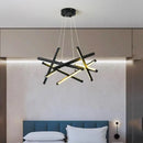 Modern gold intersecting rectangular decorbites led chandelier living room