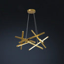 Modern gold rectangular led chandelier lighting – living room