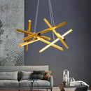 Modern gold intersecting rectangular decorbites led chandelier living room