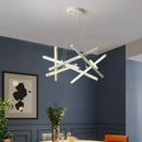 Modern gold intersecting rectangular decorbites led chandelier living room