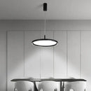 Modern black circular led chandelier lights for dining room