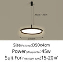 Modern black circular led chandelier lights for dining room