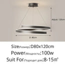 Modern black circular led chandelier for living room warm lighting