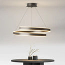 Modern black circular led chandelier for living room warm lighting