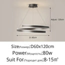 Modern black circular led chandelier for living room warm lighting