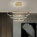 Modern gold three ring led chandelier pendant for dining room