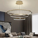 Modern gold three ring led chandelier pendant for dining room