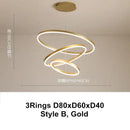 Modern coffee gold led chandelier rings – dining room pendant light