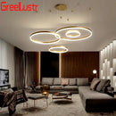 Modern coffee gold led chandelier rings – dining room pendant light