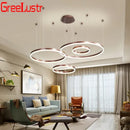 Modern coffee gold led chandelier rings – dining room pendant light