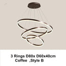 Modern coffee gold led chandelier rings – dining room pendant light