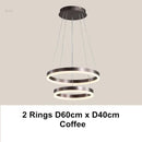 Modern coffee gold led chandelier rings – dining room pendant light