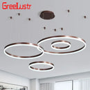 Modern coffee gold led chandelier rings – dining room pendant light