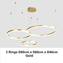 Modern coffee gold led chandelier rings – dining room pendant light