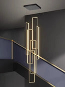 Modern black & gold decorbites led geometry stair chandelier