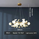 Modern gold led gingko leaf chandelier living room light