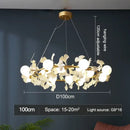 Modern gold led gingko leaf chandelier living room light
