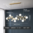 Modern gold led gingko leaf chandelier living room light