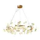 Modern gold led gingko leaf chandelier living room light