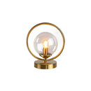 Modern brass ring led glass ball table lamp bedroom light