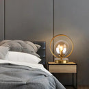 Modern brass ring led glass ball table lamp bedroom light