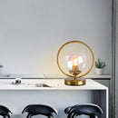 Modern brass ring led glass ball table lamp bedroom light