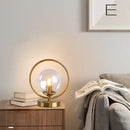 Modern brass ring led glass ball table lamp bedroom light