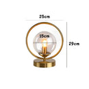 Modern brass ring led glass ball table lamp bedroom light