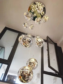 Modern cascading led glass ball chandelier for living room