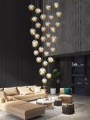 Modern cascading led glass ball chandelier for living room