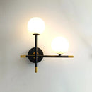 Modern black & brass led glass ball wall lamp bedroom sconce