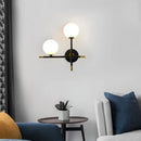 Modern black & brass led glass ball wall lamp bedroom sconce