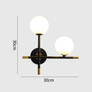 Modern black & brass led glass ball wall lamp bedroom sconce