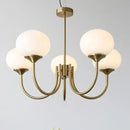 Modern brass and pink led glass balls chandelier bedroom light