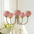 Modern pink & milky white led glass balls chandelier bedroom light