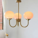 Modern pink & milky white led glass balls chandelier bedroom light