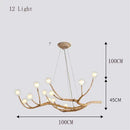 Bronze branch glass bubble chandelier dining room led glass light