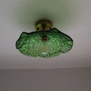 Vintage brass and textured glass ceiling lamp bedroom light