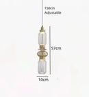 Modern clear & amber glass chandelier dining room brass light