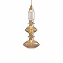 Modern clear & amber glass chandelier dining room brass light