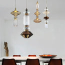 Modern clear & amber glass chandelier dining room brass light