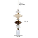 Modern clear & amber glass chandelier dining room brass light