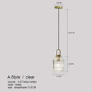 Modern ribbed led glass chandelier dining room brass pendant light