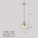 Modern ribbed led glass chandelier dining room brass pendant light