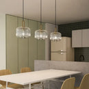 Modern ribbed led glass chandelier dining room brass pendant light
