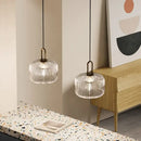 Modern ribbed led glass chandelier dining room brass pendant light