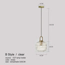 Modern ribbed led glass chandelier dining room brass pendant light