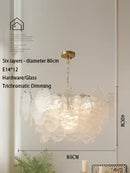Modern scalloped led glass chandelier dining room gold light fixture